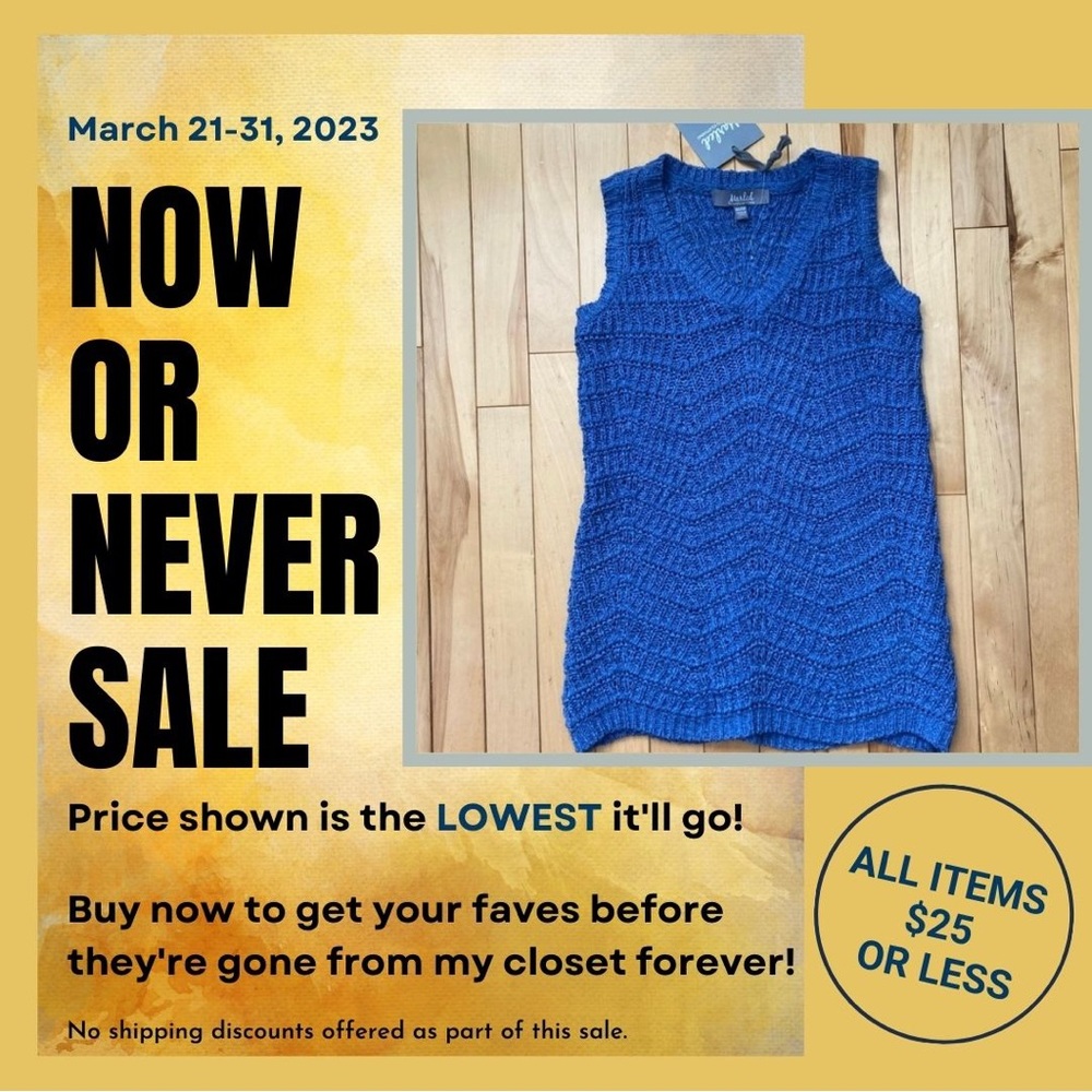 ANTHRO • MARLED REUNITED CLOTHING Blue Knit Tank Top, XS